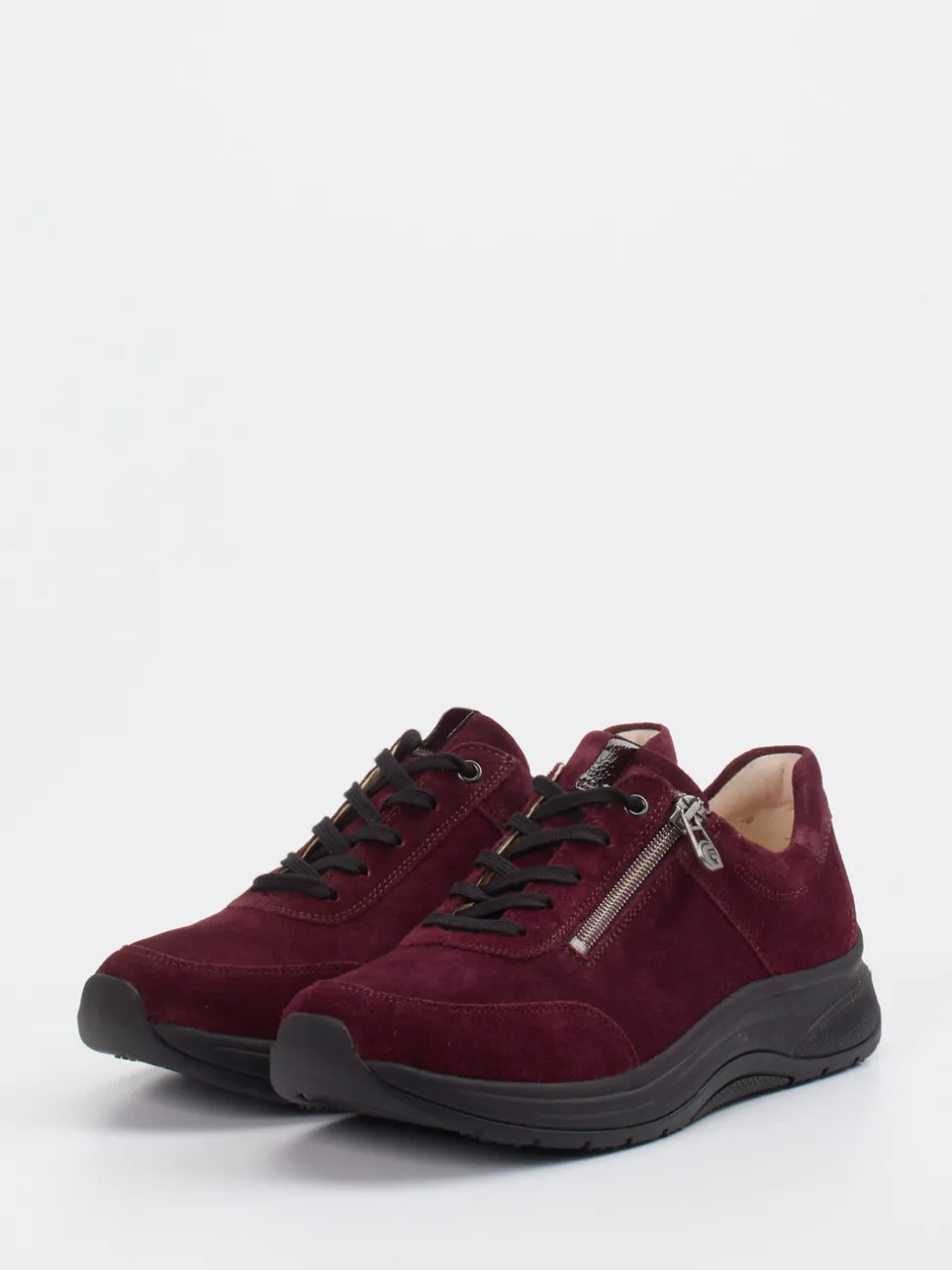 Ganter – Komfort-Sneaker aus Veloursleder bordeauxrot
