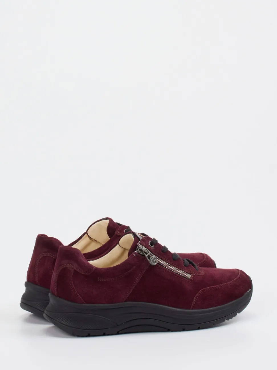 Ganter – Komfort-Sneaker aus Veloursleder bordeauxrot