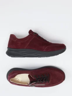 Ganter – Komfort-Sneaker aus Veloursleder bordeauxrot