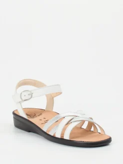 Ganter – Sandalette aus Kalbleder in Weiß Metallic