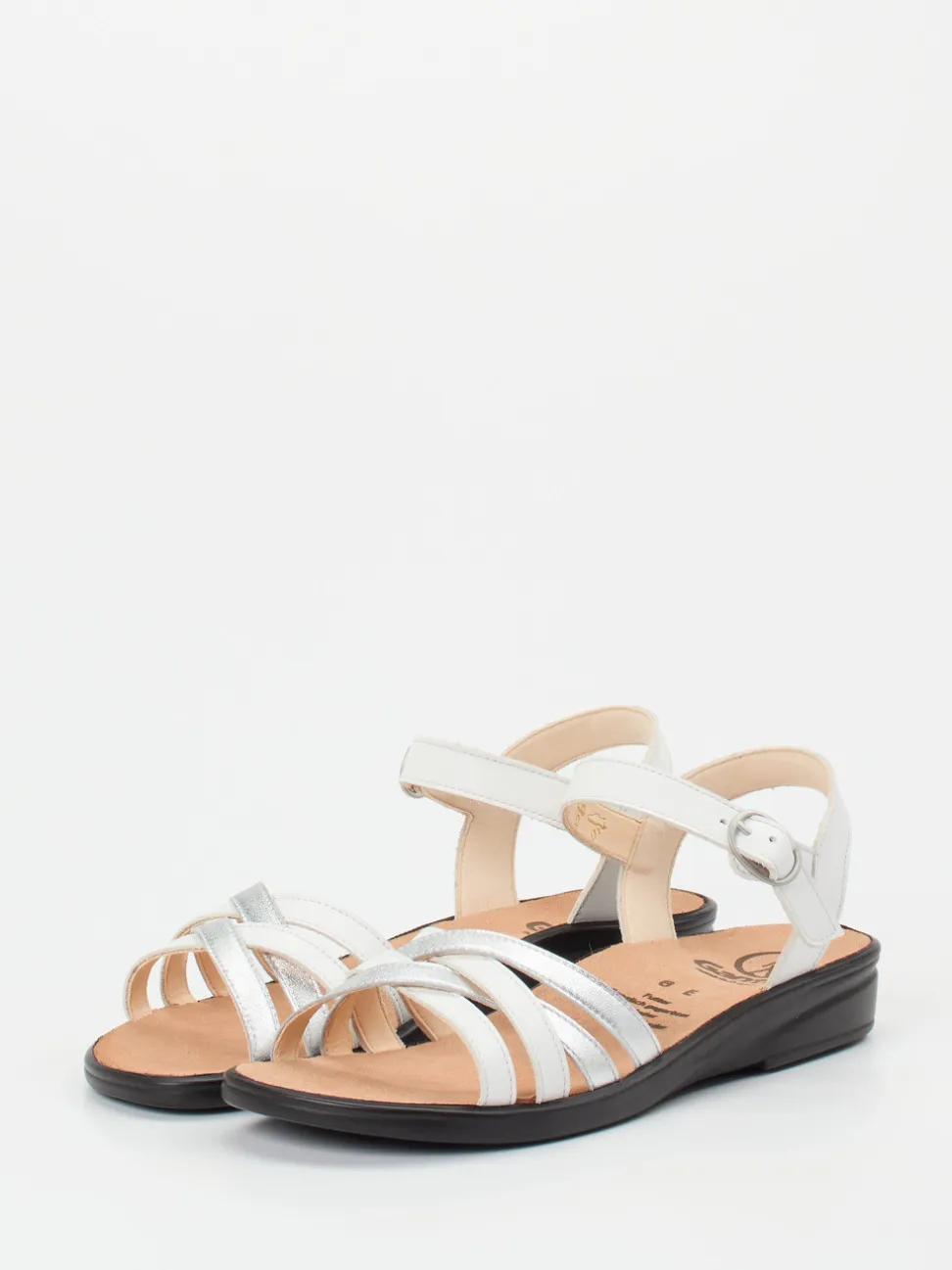 Ganter – Sandalette aus Kalbleder in Weiß Metallic