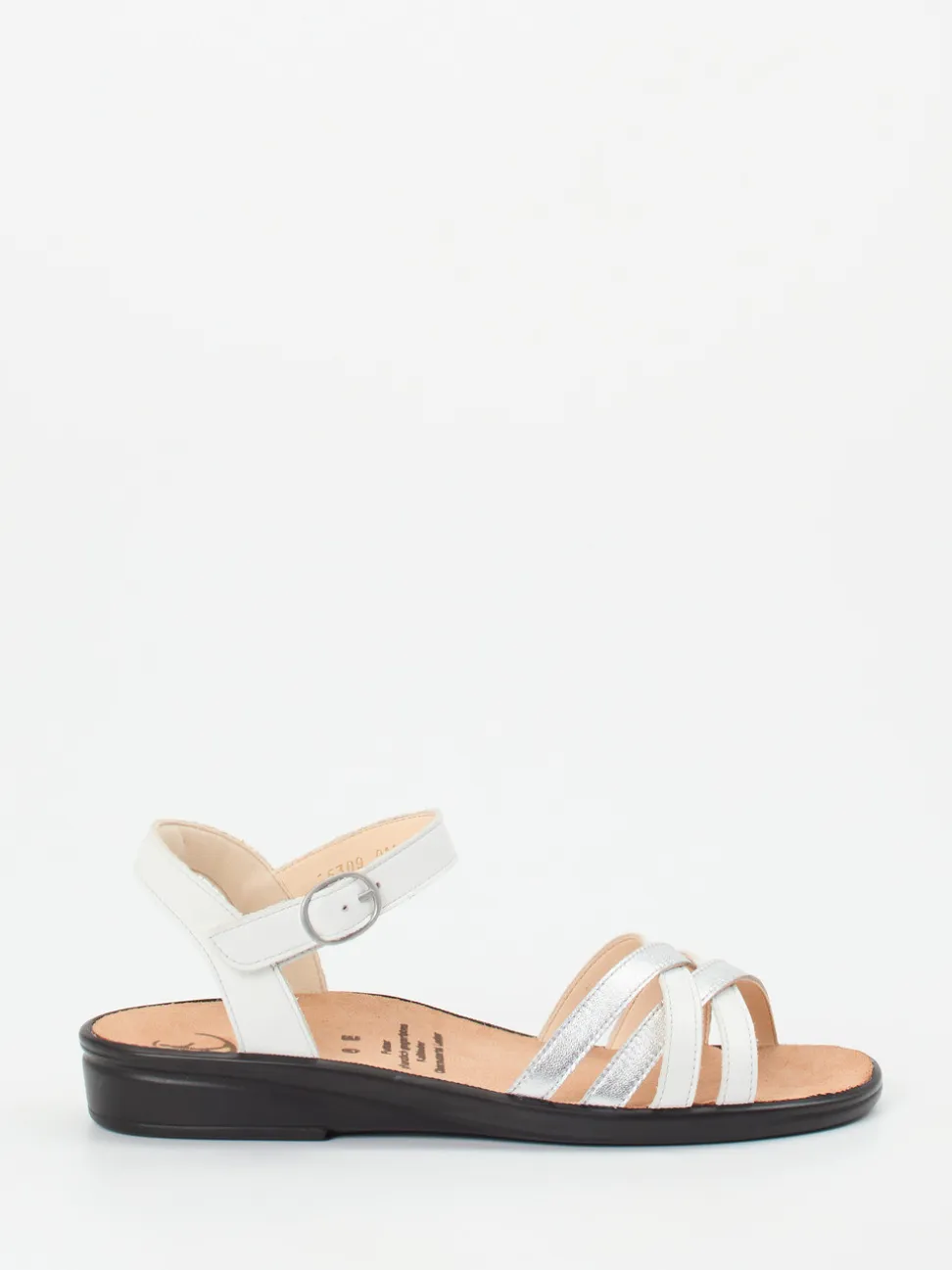 Ganter – Sandalette aus Kalbleder in Weiß Metallic
