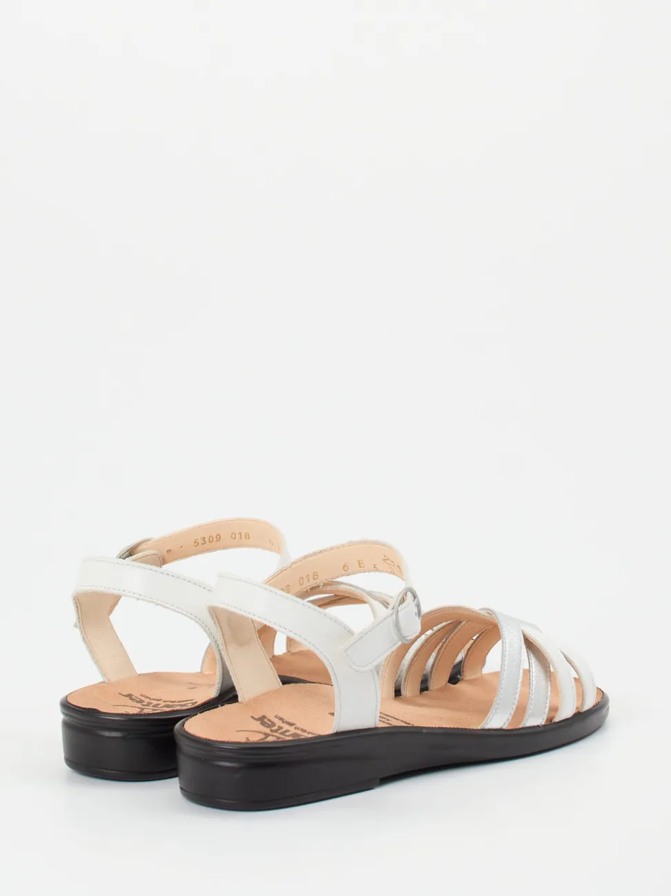 Ganter – Sandalette aus Kalbleder in Weiß Metallic