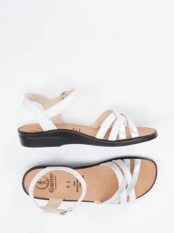 Ganter – Sandalette aus Kalbleder in Weiß Metallic