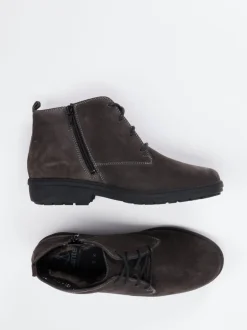 Ganter – Schnürstiefelette aus Veloursleder grau