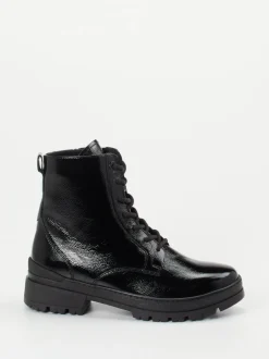 Ganter – Schnürstiefelette aus Lackleder Schwarz