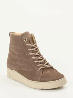 Ganter – Schnürstiefelette aus Veloursleder taupe