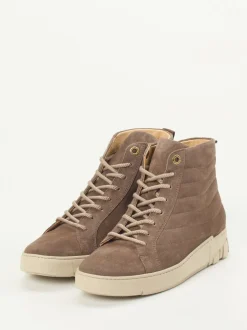 Ganter – Schnürstiefelette aus Veloursleder taupe