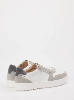 Ganter – Sneaker aus Leder-Mix in Weiß-Grau