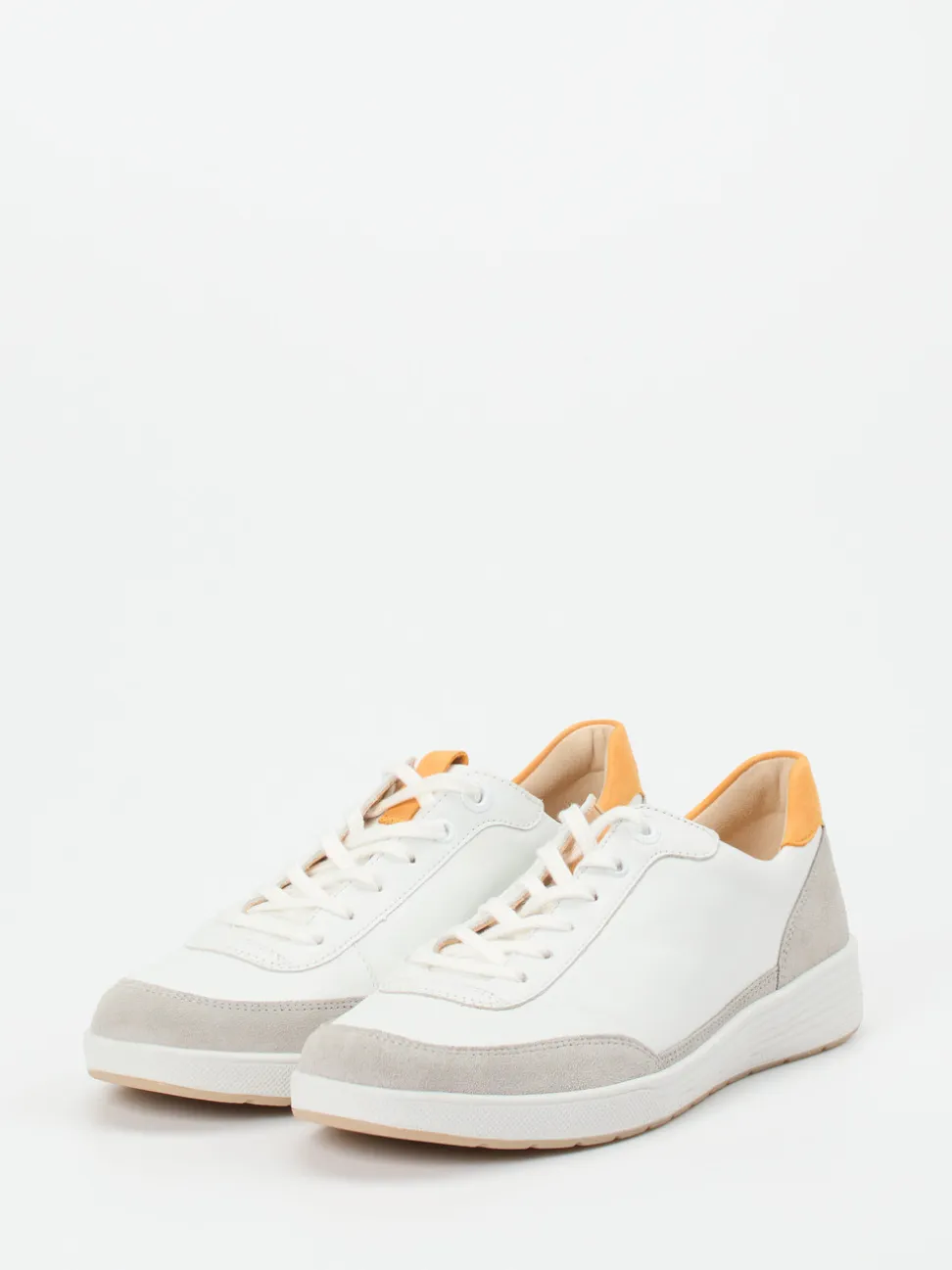 Ganter – Sneaker aus Leder und Veloursleder weiß