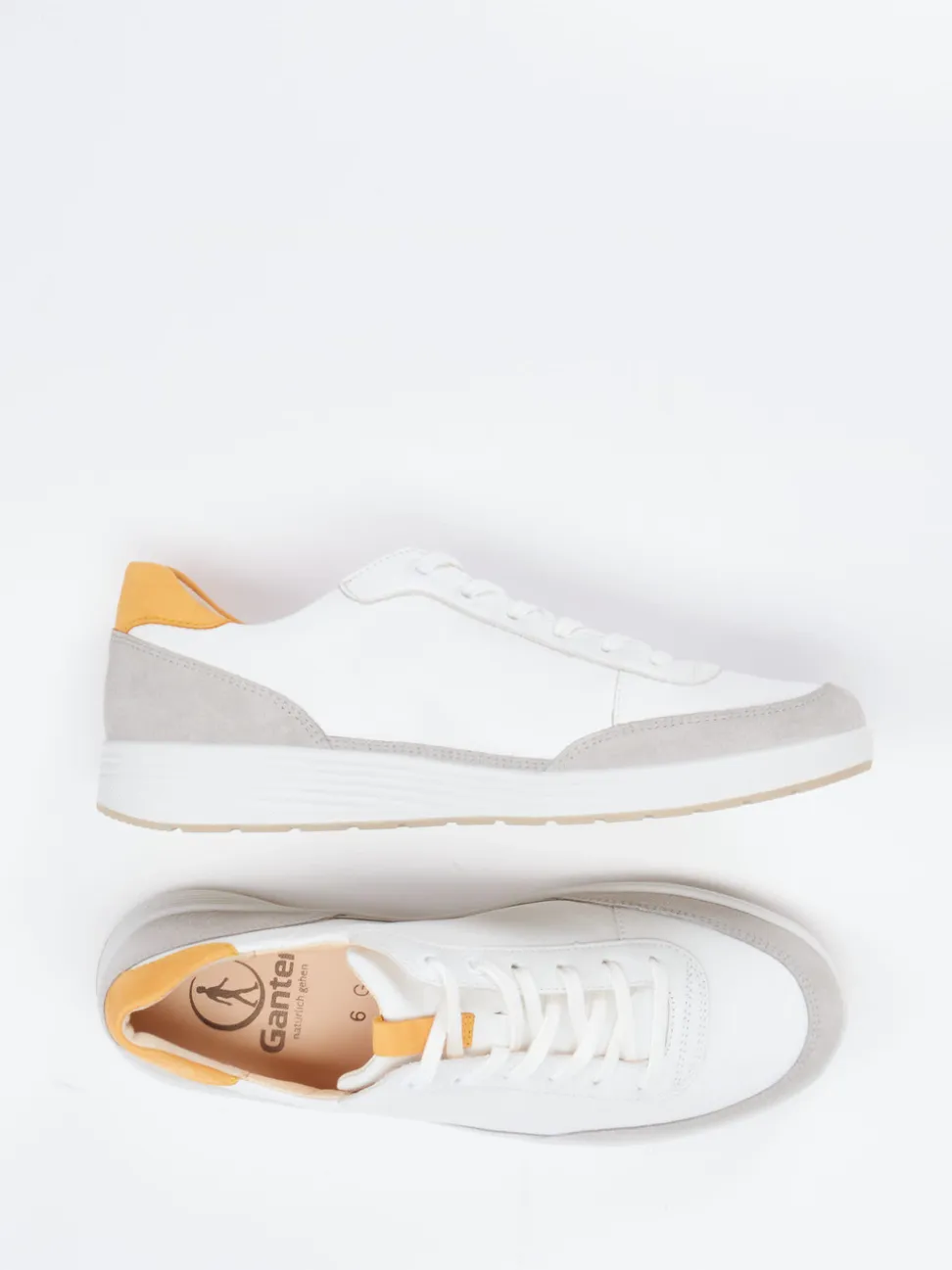Ganter – Sneaker aus Leder und Veloursleder weiß