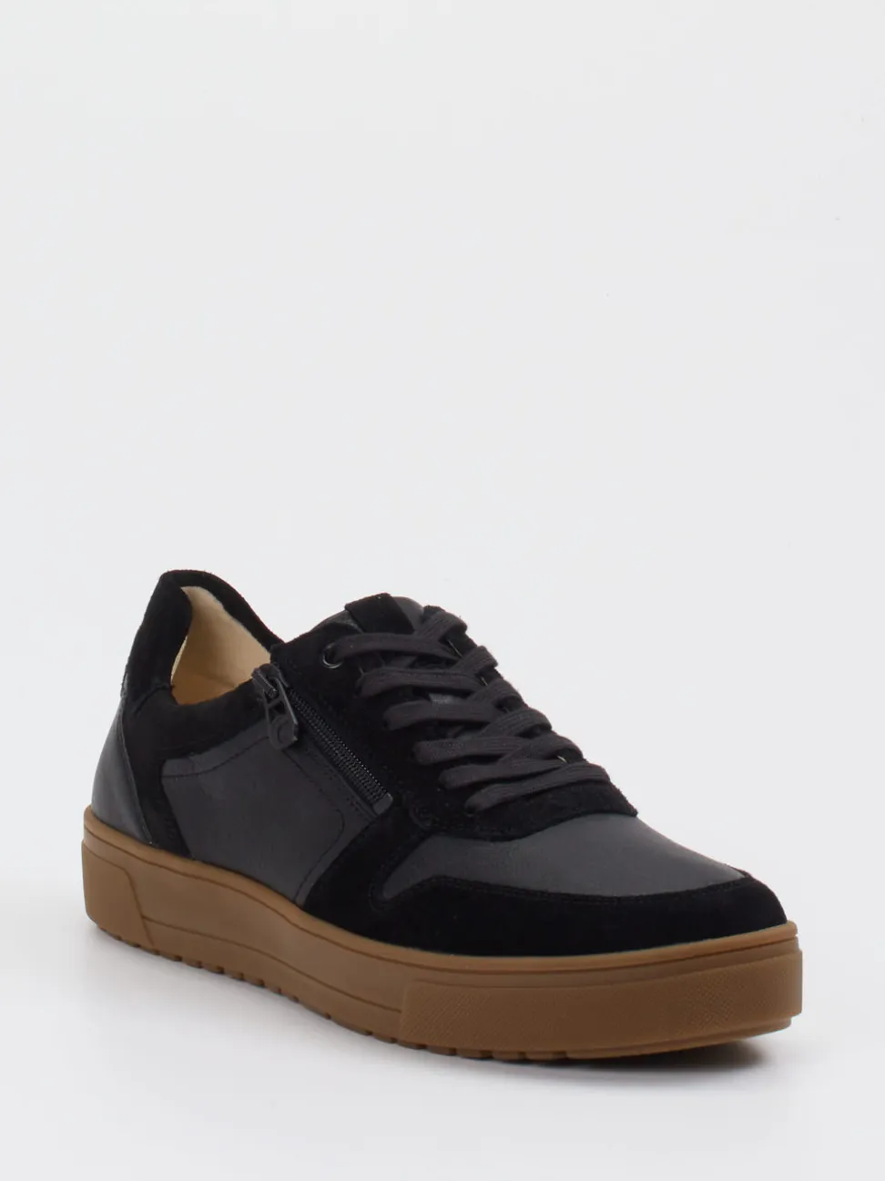 Ganter – Sneaker aus Nappa- und Veloursleder schwarz