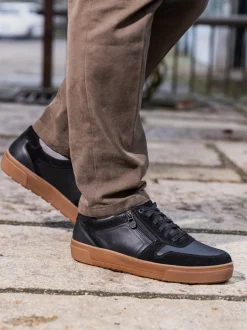 Ganter – Sneaker aus Nappa- und Veloursleder schwarz