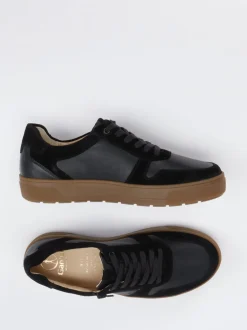 Ganter – Sneaker aus Nappa- und Veloursleder schwarz