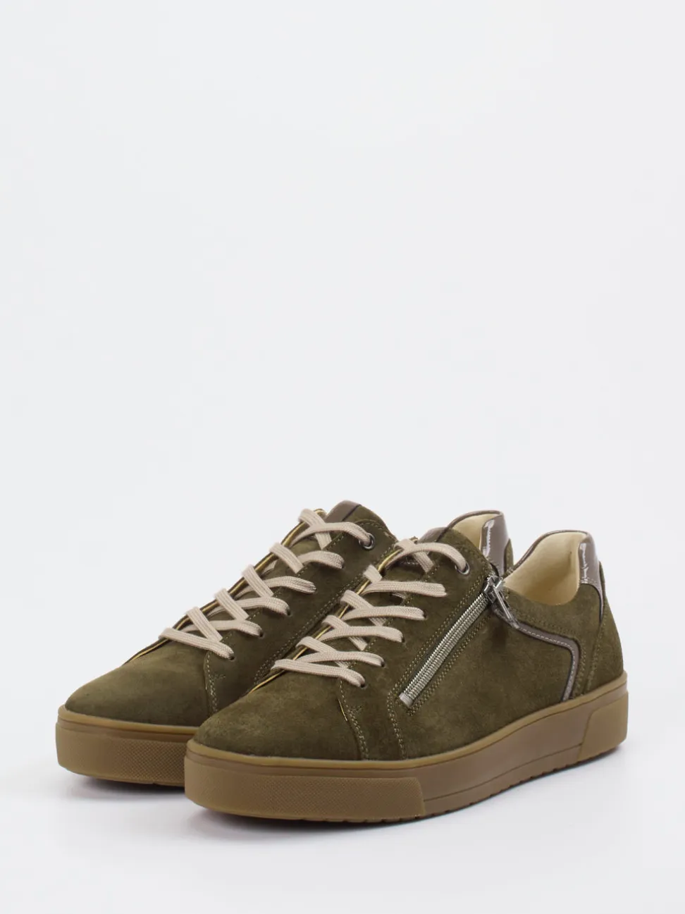 Ganter – Sneaker aus Veloursleder olivgrün