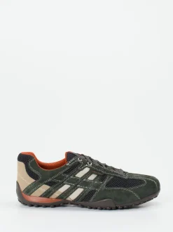 Geox – Low-Top Sneaker aus Veloursleder Olivgrün