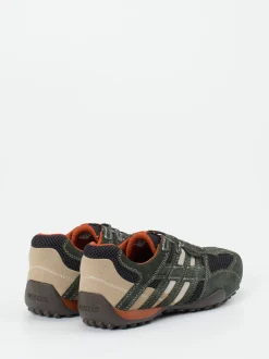 Geox – Low-Top Sneaker aus Veloursleder Olivgrün