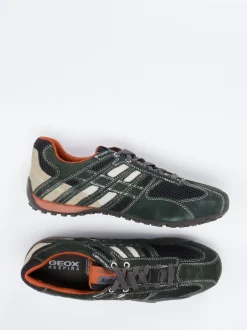Geox – Low-Top Sneaker aus Veloursleder Olivgrün