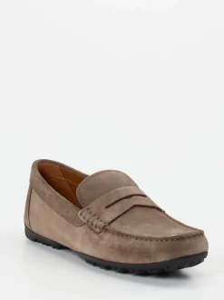 Geox – Penny Loafer aus Veloursleder in Taupe