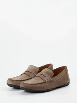 Geox – Penny Loafer aus Veloursleder in Taupe