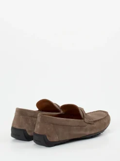 Geox – Penny Loafer aus Veloursleder in Taupe
