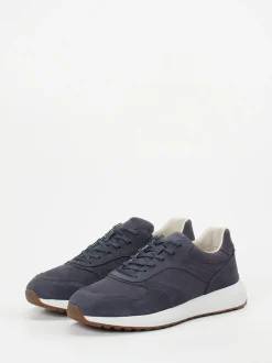 Geox – Retro-Sneaker aus Kalbleder in Dunkelblau