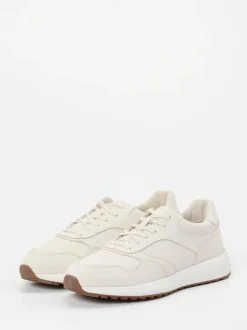 Geox – Retro-Sneaker aus Kalbleder in Beige