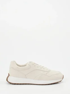 Geox – Retro-Sneaker aus Kalbleder in Beige