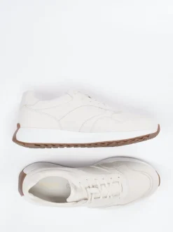 Geox – Retro-Sneaker aus Kalbleder in Beige