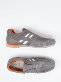 Geox – Slip-On Sneaker aus Veloursleder grau