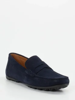 Geox – Slipper aus Veloursleder in Dunkelblau