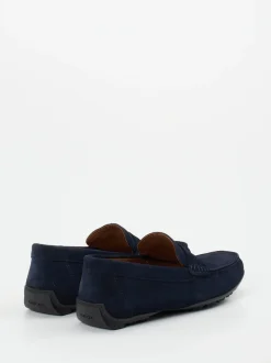 Geox – Slipper aus Veloursleder in Dunkelblau
