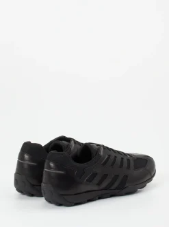 Geox – Sneaker aus Kalbleder und Mesh schwarz