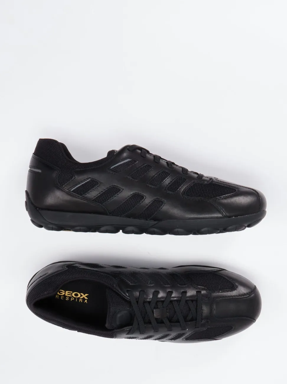 Geox – Sneaker aus Kalbleder und Mesh schwarz