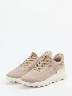 Geox – Sneaker aus Textil in Beige mit Gold-Detail