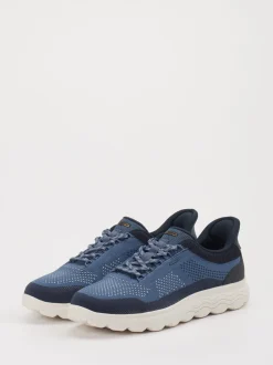 Geox – Sneaker aus Textilstrick in Jeansblau
