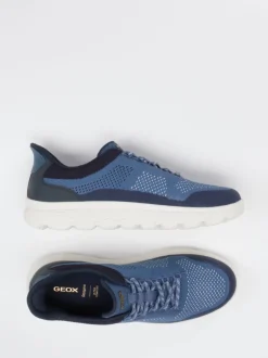 Geox – Sneaker aus Textilstrick in Jeansblau