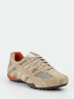 Geox – Sneaker aus Veloursleder und Mesh beigebraun