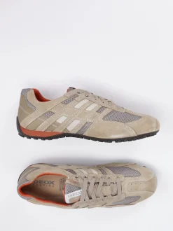 Geox – Sneaker aus Veloursleder und Mesh beigebraun