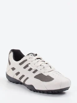 Geox – Sneaker aus Veloursleder mit Mesh in Weiß