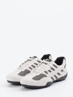 Geox – Sneaker aus Veloursleder mit Mesh in Weiß
