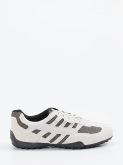 Geox – Sneaker aus Veloursleder mit Mesh in Weiß