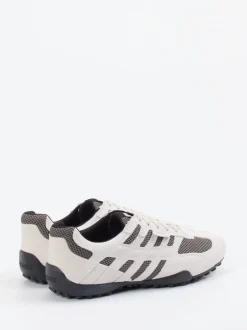 Geox – Sneaker aus Veloursleder mit Mesh in Weiß