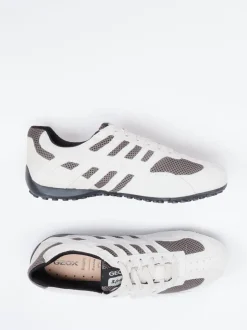 Geox – Sneaker aus Veloursleder mit Mesh in Weiß
