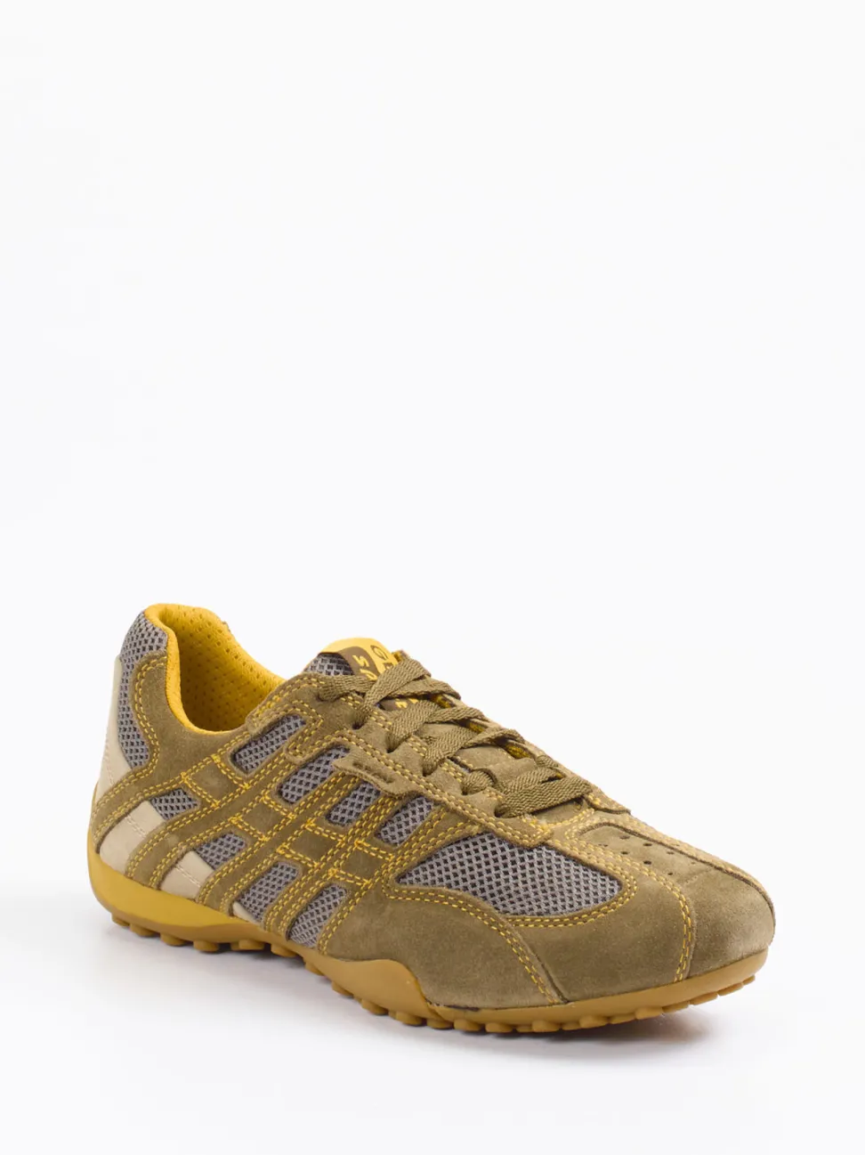 Geox – Sneaker aus Veloursleder und Mesh olivgrün