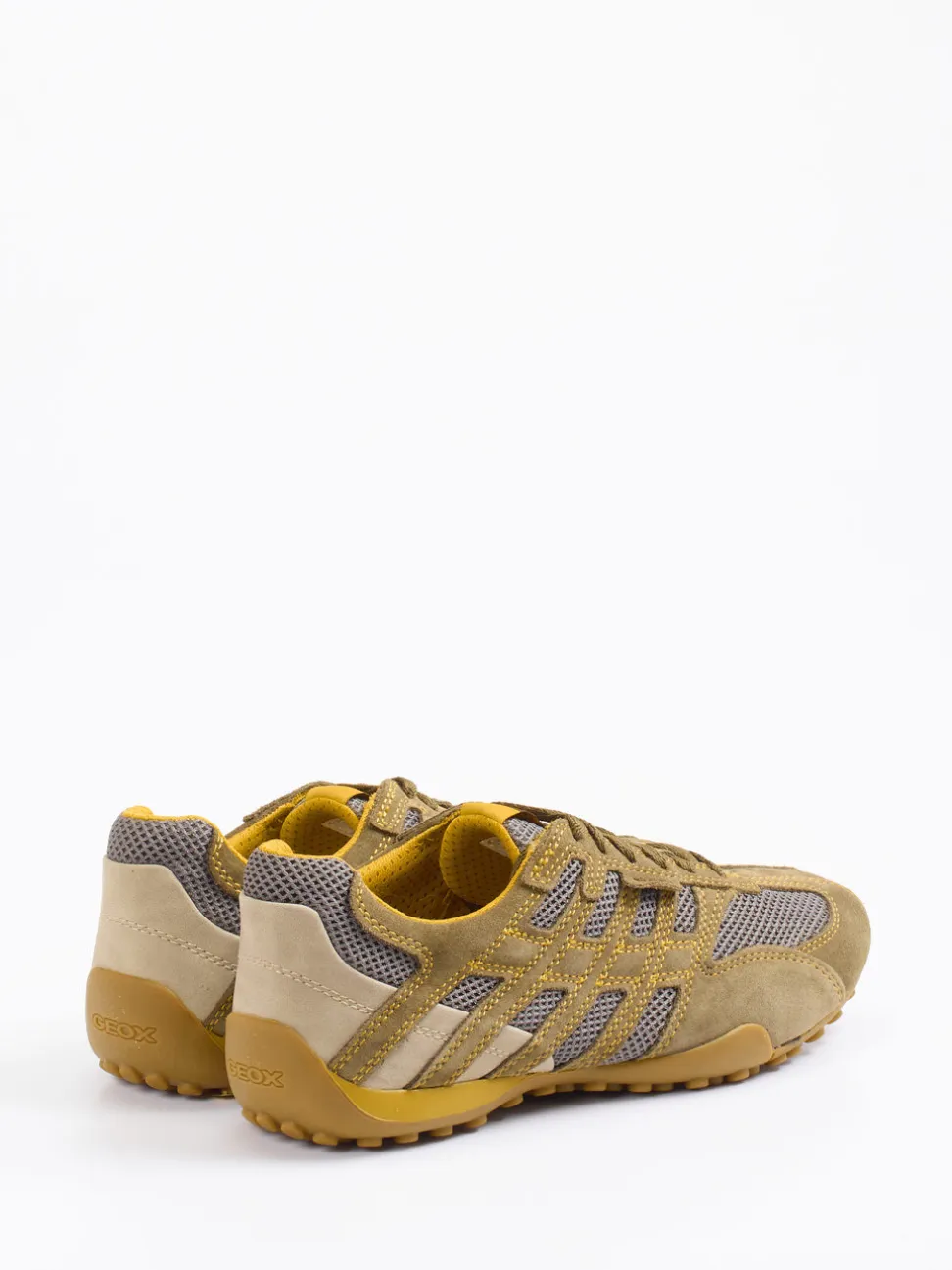 Geox – Sneaker aus Veloursleder und Mesh olivgrün
