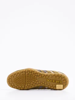 Geox – Sneaker aus Veloursleder und Mesh olivgrün