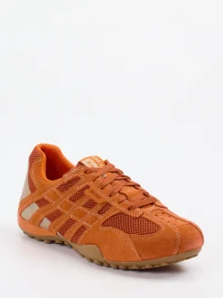 Geox – Sneaker aus Veloursleder und Mesh orange