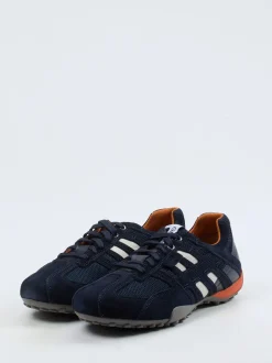 Geox – Sneaker aus Veloursleder und Mesh blau