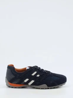 Geox – Sneaker aus Veloursleder und Mesh blau